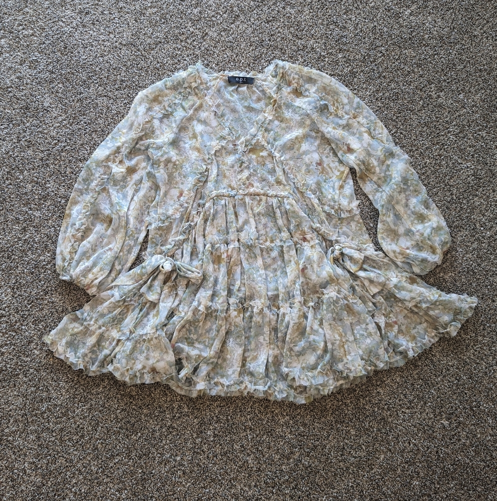 Ruffle Mini Floral Dress Size XS Cottage Fairy